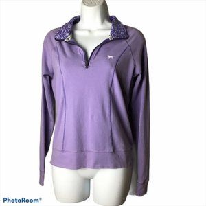 PINK Light Purple Partial Zip  Pullover Sweatshirt
